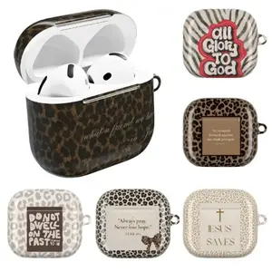Trendy Leopard Print Christian Faith AirPods Case, Bible Verse Cover for AirPods Gen 1 2 3 4 Pro 1 2, Stylish Aesthetic Religious Gift