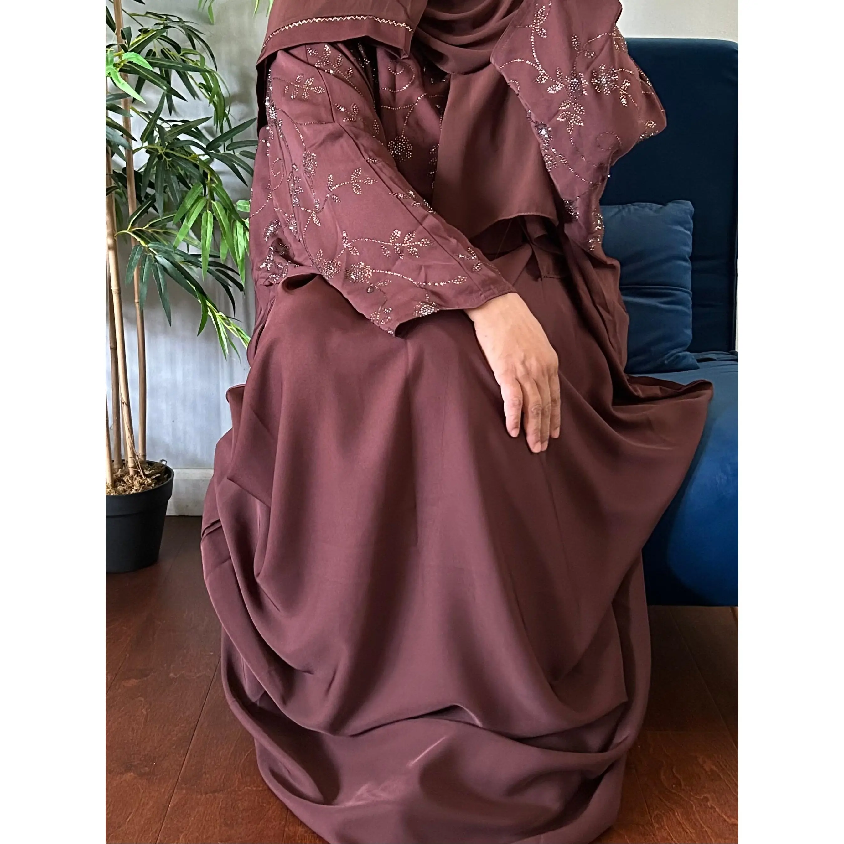 Nida Butterfly Abaya - Chocolate