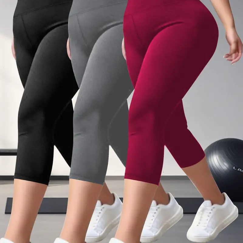 [Clearance]Women's Solid Color Sports Leggings with Side Pockets, Breathable Fitness Capris, Tummy Control Skinny Pants, Comfortable Athleisure Leggings for Yoga Gym Workout, Ladies Sportswear for Indoor & Outdoor Wear Athletic Trousers