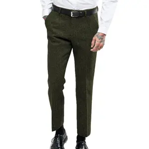 Men's Vintage Herringbone Wool-Blend Dress Pants: Elevate Formal & Smart-Casual Styles for Business, Weddings & Daily Polished Looks