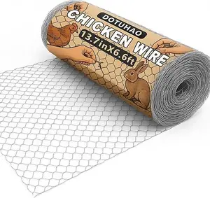 Chicken Wire, 13.7 in x 6.6 ft Garden Fence, Wire Mesh, Chicken Wires Fencing, Mesh Hexagonal Galvanized Metal Poultry Netting for Chicken Coop Rabbit Dogs Barrier (13.7 in x 6.6 ft)