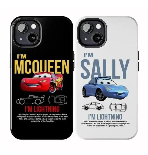 Sally and McQueen Cars Tough Phone Case for iPhone 17 16 15 14 13 12 11 Pro Plus Pro Max X XS XR Tough 2 Phoen Case