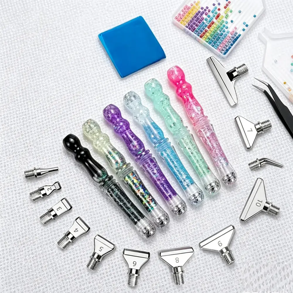New Liquid Sand Rhinestone Painting Pen Set, Glitter Resin Rhinestone Pen, Double-Ended Rhinestone Painting Tool, Ergonomic Craft Pen—a cute DIY gift perfect for craft enthusiasts