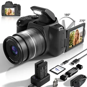 4K digital camera flip screen,72MP vlogging camera with WiFi, 12X  Zoom  travel Camera , camera microphone , Dual Batteries, 64GB SD Card,Summer gift