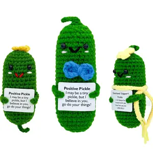 Christmas gift Emotional Encouraging Support Pickle,Funny Encouraging Pickle with Emotional Encouraging Card,Cute Knitted Crochet Dolls Soft Plush Soft Stuffed Animal for Friend Gifts (Pickle)