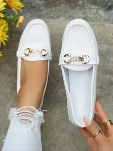 Women's Fashionable Solid Color Slip on Loafers, Casual Comfortable Soft Sole Shoes Flats for Daily Wear, Lightweight Breathable Shoes for All Seasons