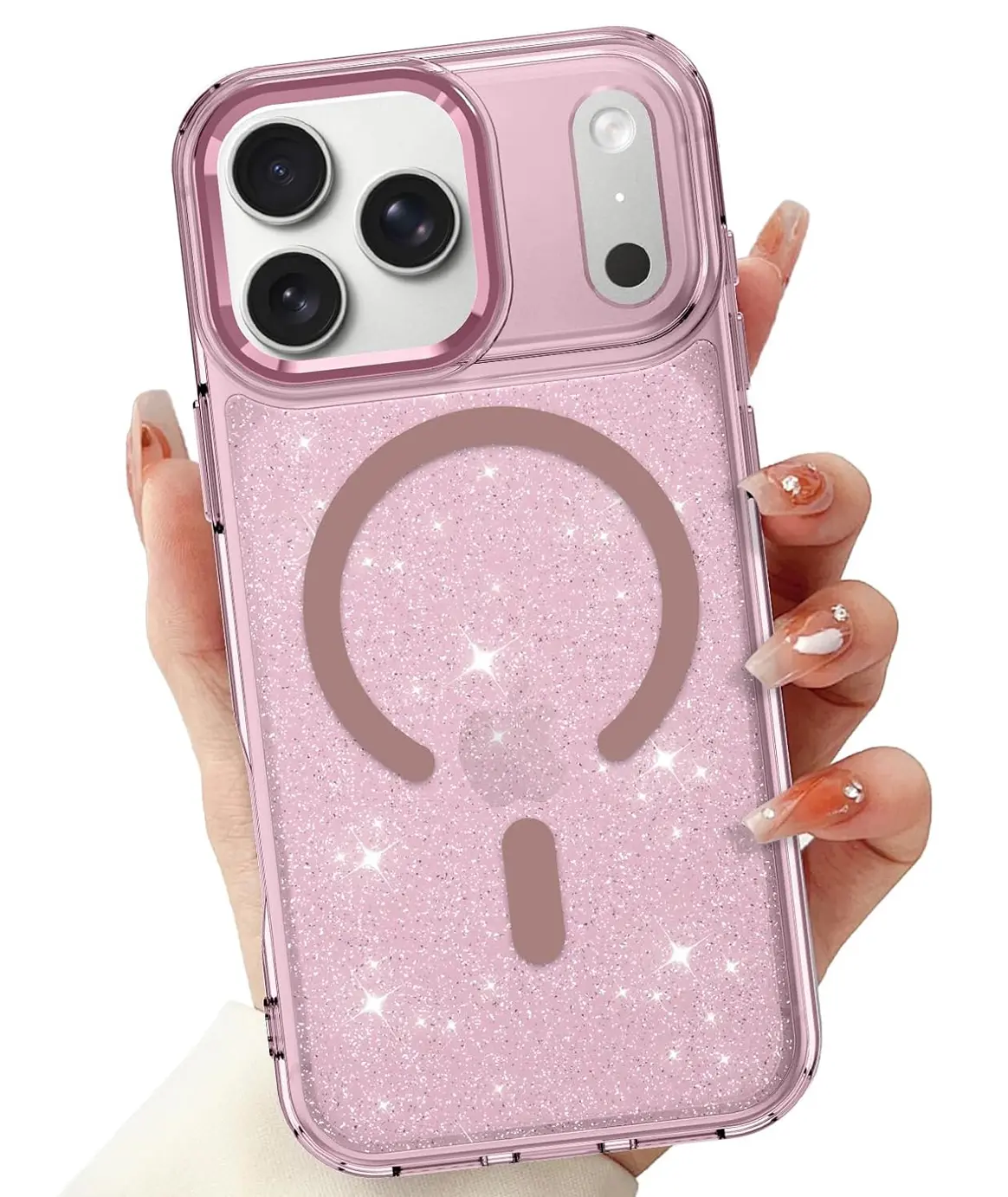 Multi-Model Magnetic Glitter Protect Cover for iPhone 13,14,15,16,17 Pro Max,17 Air - Magsafe-Compatible, Soft TPU Bumper, Bling Crystal Sparkle in Light, Luxury Shockproof Phone Accessories for Women