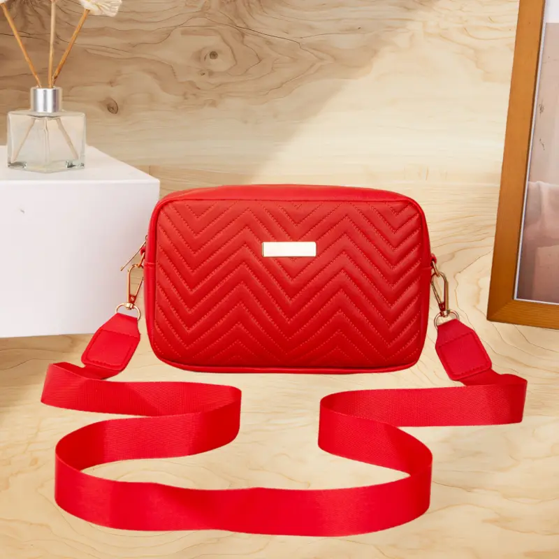 Minimalist Wave Quilted Square Crossbody Bag for Women Stylish Shoulder Purse with Zip,for Shopping, Dating Bag