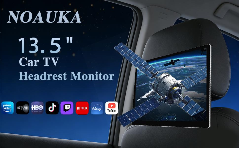 NOAUKA13.5 Inch 4K Android 14 Car TV Headrest Monitor for Cars Back seat,Support Phone Wireless Mirror Link Touch Screen,HDMI Input,USB/SD Multi-Media Video Player,WiFi (2G Ram+32G ROM)