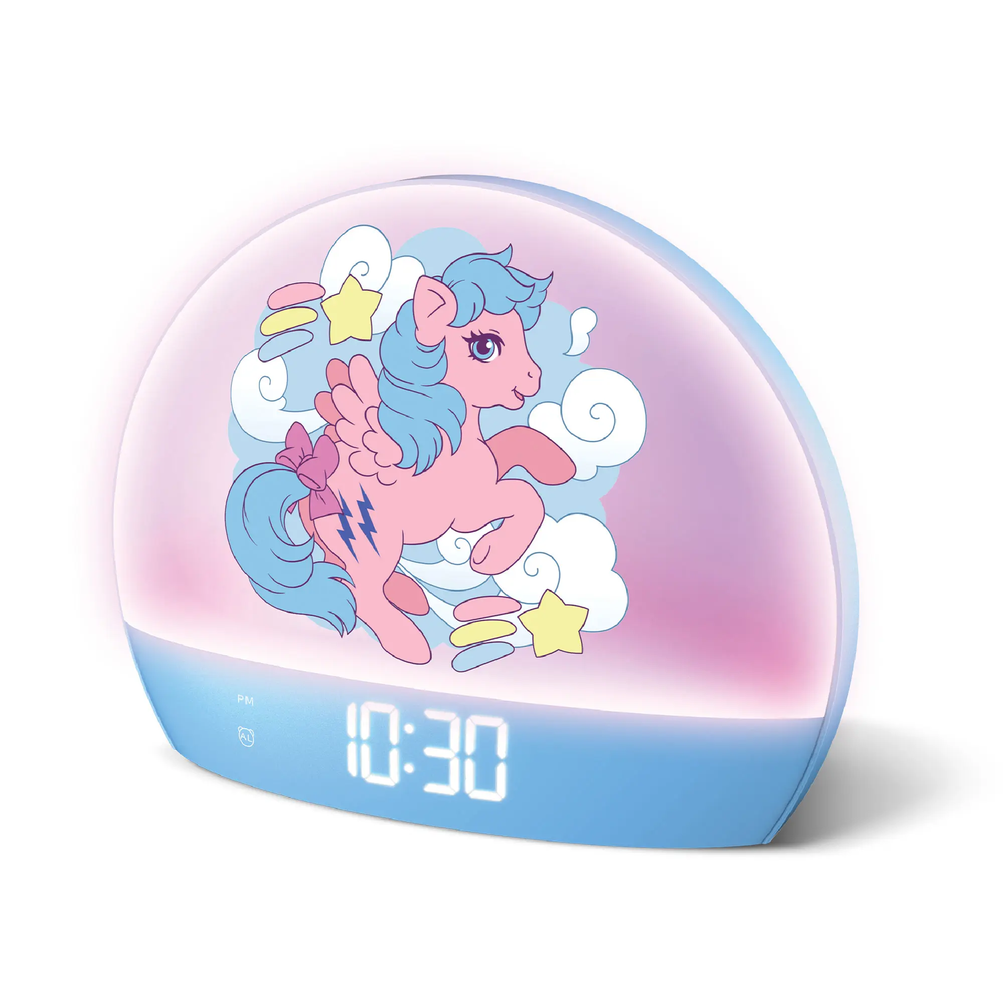 My Little Pony Traditional Plastic LED Display Alarm Clock - USB-Powered Tabletop Sunrise Luminous Clock, 6 Color Changing Modes, Bright Night Light, Time/Date/Temperature Display, USB Port, Girl Room Decor