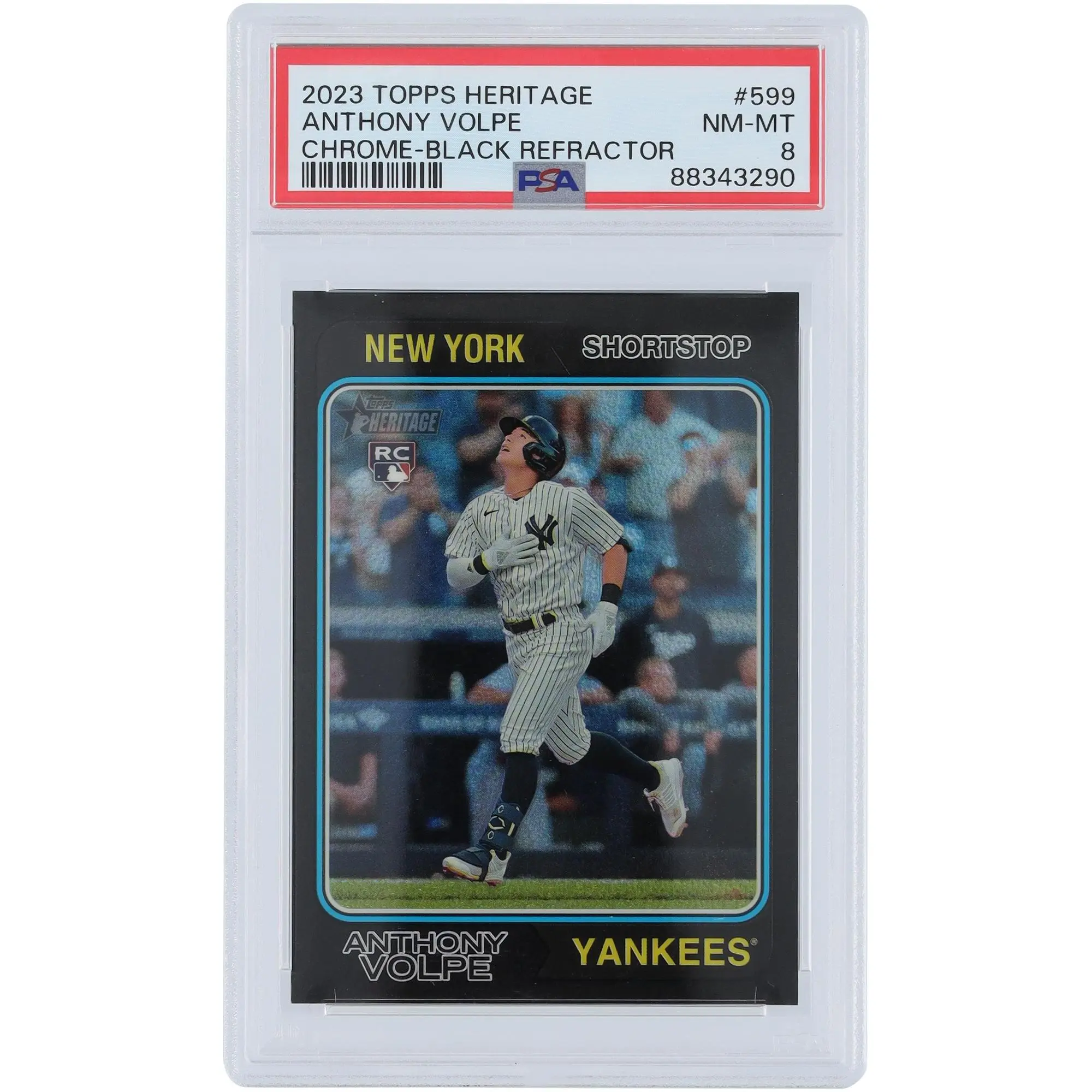 Anthony Volpe New York Yankees 2023 Topps Heritage Chrome Black Refractor #599 #33/74 PSA Authenticated 8 Rookie Card - Fanatics Authentic Certified