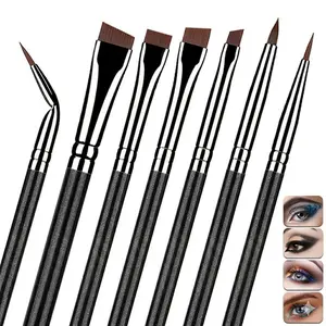 7pcs Eyeliner Brush Set, Angled Flat Gel Eye Liner Makeup Brushes, Ultra Thin Liner Brush, Fine Point Eyeliner Brushes for Women Girls