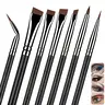 Women's 7pcs Black Eyeliner Brush Kit, Angled Flat Gel Liner, Ultra-Thin Fine-Point Detail Tool, Eye Makeup Accessory for All Skin Types