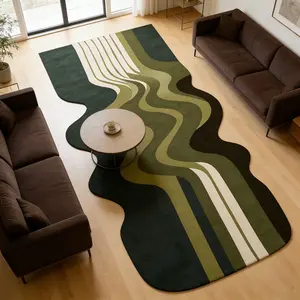1 pcs, living room rug, Bohemian irregular wavy rug, artistic rug, Boho area rug, living room bedside home decor rug, washable and machine washable, non-slip rug, soft plush mat, suitable for living room, bedroom, bathroom, and relaxation area