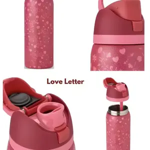 Owala Loveee Letter 32oz Special Water Bottle with Heart Patterns Lovely Floral Pink Design Trendy Bottle Gift For Her Drinkware Flasks Stylish Blossom Container Tumbler Mug Bottled Portable Thermal Cup Butterfly Girl Insulated Stainless Steel