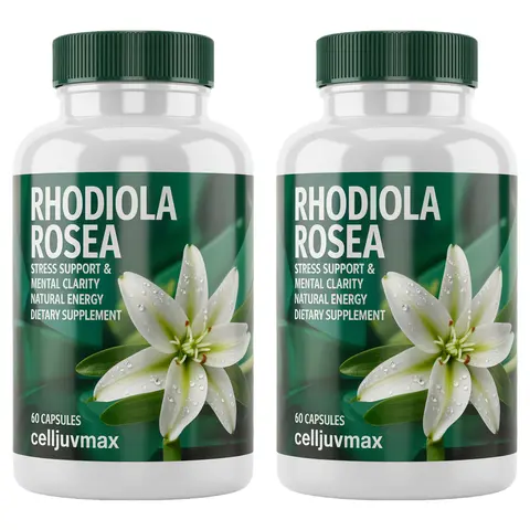 CellJuvMax Halal Certified Rhodiola Rosea Root Extract 500mg Supplement - Natural Organic Herbal Energy, Brain Boost, Stress Balance Adaptogen (Nutritional Dietary Aid), Brain Boost Supplement