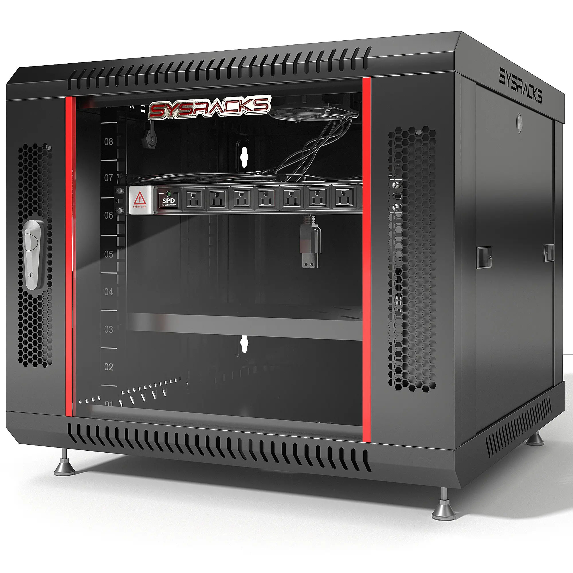 SYSRACKS 9U Wall Mount Server Rack Cabinet Locking Computer Cabinet 24-Inch Depth for Electronics, Audio, Video, and Data Racks, Office Accessories, Monitor, Computer