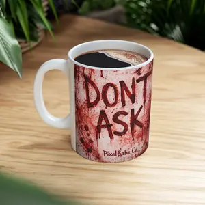 Horror Graffiti Horror Text Mug | Ceramic Coffee Cup (11oz)