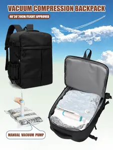Wiz Air Cabin Bag 40*30*20Cm, Travel Luggage Vacuum Compression Travel Backpack with Vacuum Pump Combo Set, for Cabin Bag Backpack, Tui Airways Travel Duffle Bag Carry-On Hand Luggage Backpack 35.56 Cm Laptop Backpack Under-Seat Cabin Bag