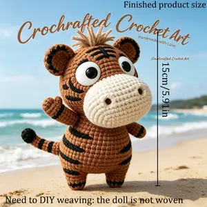 Cute Tiger Doll Crochet Kit for Beginners, Adult DIY Crochet Set with Pdf Tutorial, Perfect Gift for Christmas and Valentine's Day