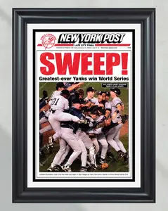 1998 Yankees World Series Champions 'SWEEP!'NO Frame Front Page Newspaper