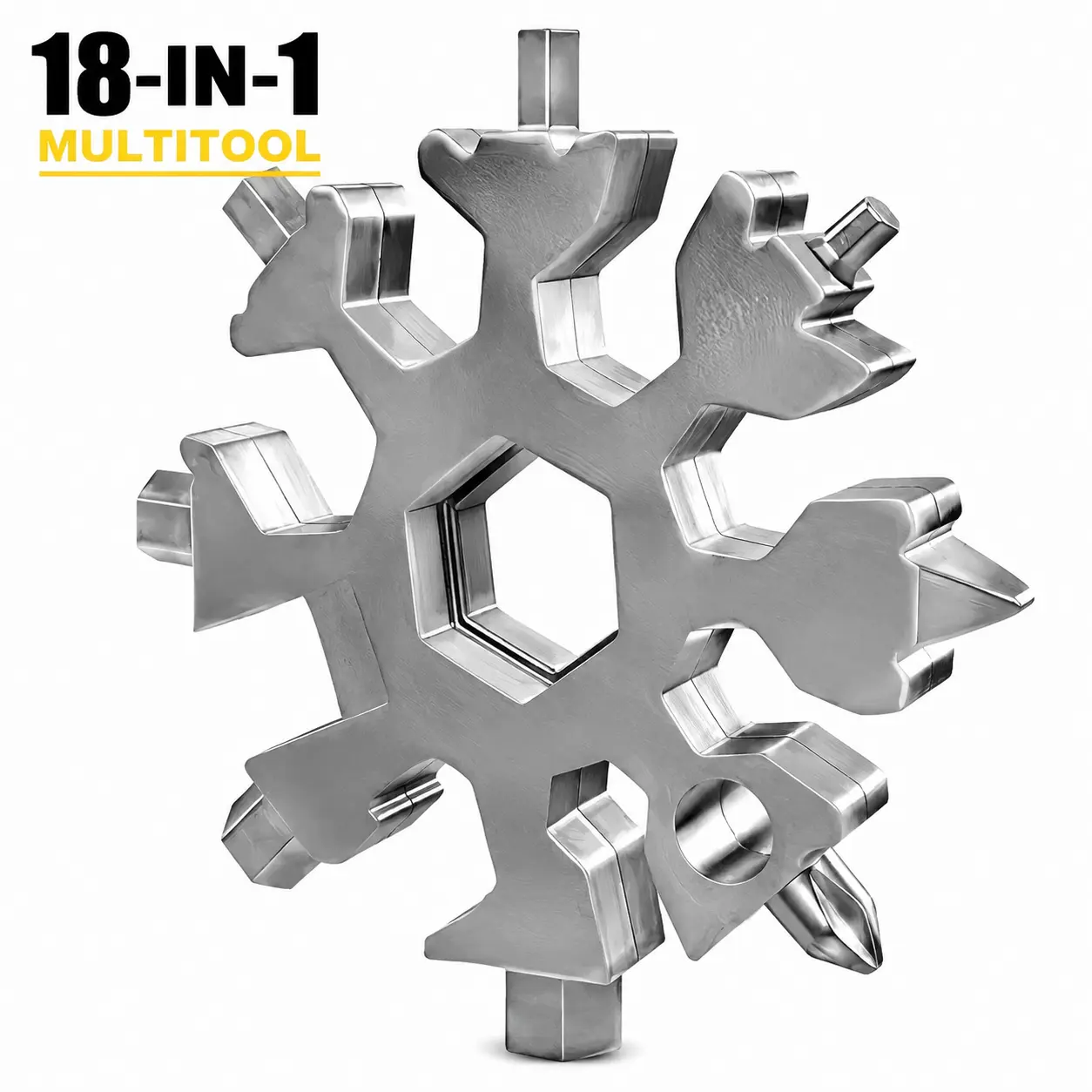 18-in-1 Snowflake Multitool Keychain, Stainless Steel Pocket Tool with Screwdrivers, Hex Wrenches and Bottle Opener for Camping, Hiking and Daily Carry furniture repair