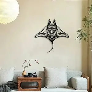 1pc Deep Sea Manta Ray Metal Wall Art, Deep Sea Manta Ray Statue Mural, Perfect for Aquarium Room, Study, Underwater Wall Decor, Marine Biology Day Decor, Ideal Gift for Divers