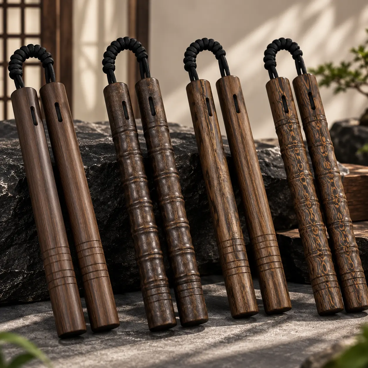 Brazilian Rosewood Fitness Tool – Premium Hardwood Exercise Accessory with Rope Detail, Natural Wood Workout Gear