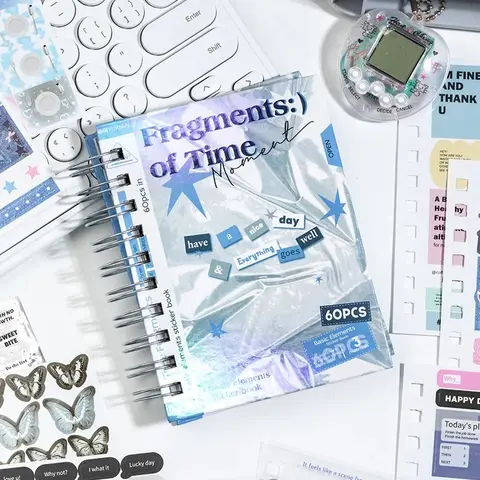 Fragments of Time Coil Sticker Book - 2500pcs DIY Art Stickers, 60 Pages, Flat Open, 5.9in*7.9in Aesthetic Retro/Vintage Scrapbook Materials, All Styles Office Stationery for Book Lovers & Beginners