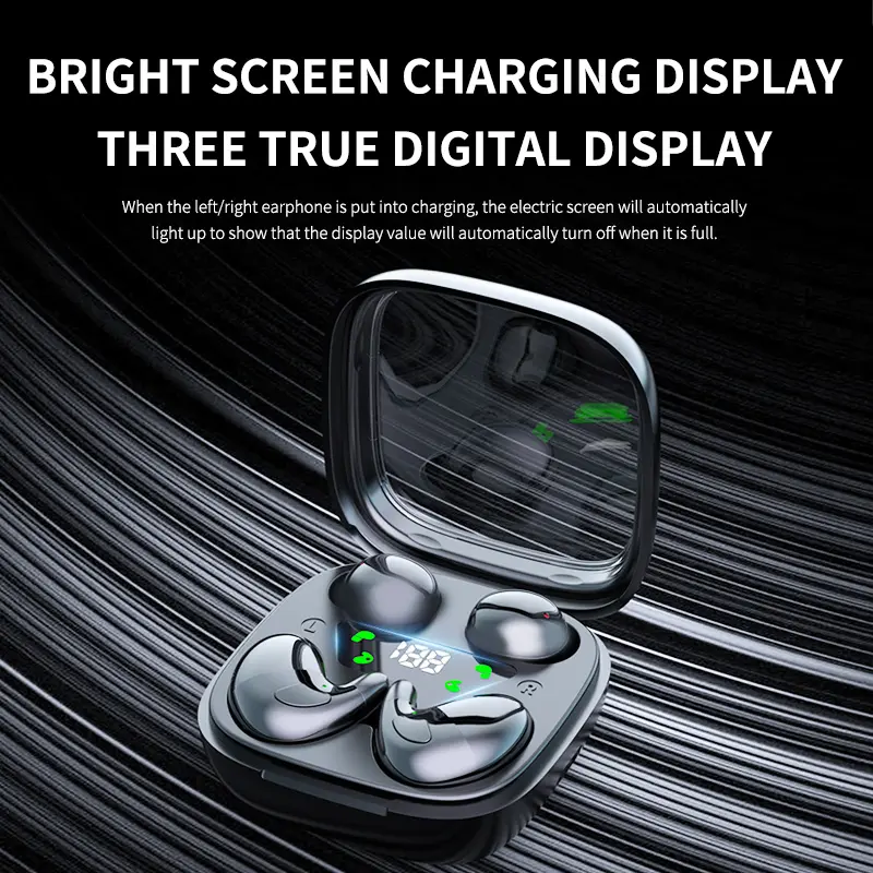 Wireless Earphone, Wireless Earbuds Headset, In-ear Design Noise Cancelling Headphones with Digital Display, Bluetooth-compatible Gaming Headset for Running, Exercising, Audio