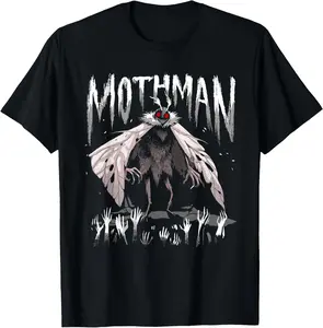 100% Cotton Mothman Shirt - Creepy Mothman Costume Halloween Cryptid T-Shirt