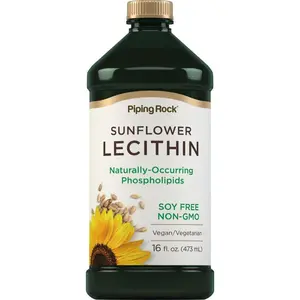 Piping Rock Sunflower Lecithin Liquid Supplement | 16 oz Oil | Naturally-Occurring Phospholipids | Vegan, Soy Free, Non-GMO, Soy Free, Gluten Free