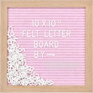 Felt Letter Board with 294 Letters, Numbers & Symbols - 10 x 10 inch Changeable Message Board with Wooden Frame Wall Mount Hook