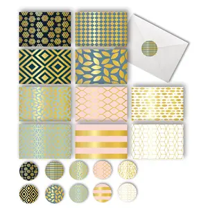 Smart Scribble 50 Blank Cards and Envelopes, Assorted Greeting Cards for All Occasions, 4x6” Blank Note Cards with Envelopes and Matching Stickers- 10 Elegant Designs, Thank You Card Assortment Pack,