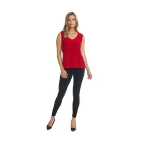 Gitane Women's Double-Lined Spandex-Polyester Sleeveless Cami Top - Red, Basic Casual Clothes for Statement Looks, Versatile with Matching Accessories & Coordinating Pieces