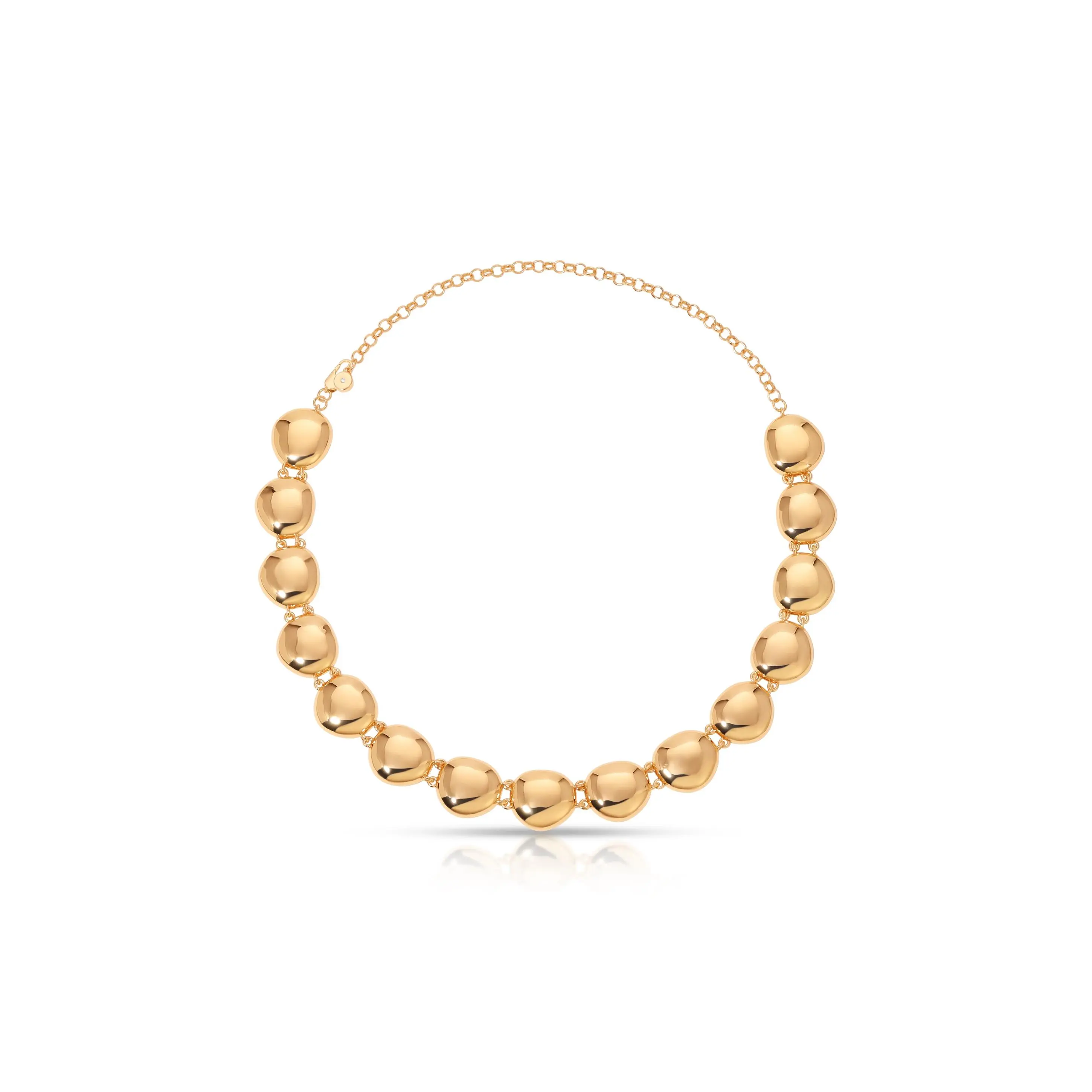 Polished Pebble Choker Necklace – 18K Gold or Rhodium Plated Chunky Chain Choker | Modern Statement Necklace for Women