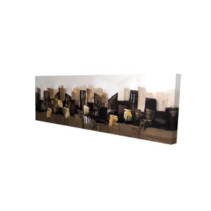 212 MAIN 16x48in High-Def Artistic Minimalist Brown Abstract Urban Canvas Print, Modern Bedroom Wall Artwork for Home Decoration