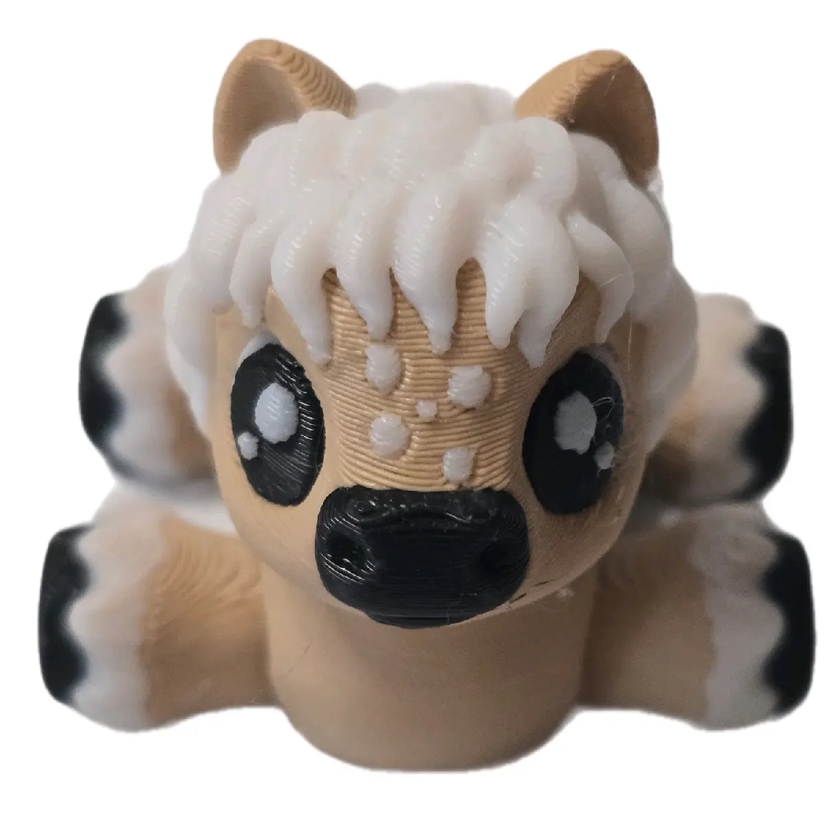 Tiny Pony 3D Printing - Character with Black Eyes, White Stripes, and Beige Body
