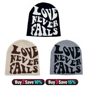 Y2K Beanie Unisex Knitted Lightweight Hat Fashion Cap for Girls & Boys Machine Washable Trendy Streetwear Gift for Boys & Girls Love Never Fails