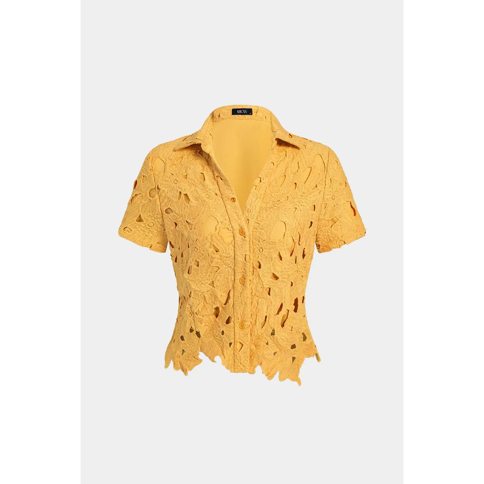Lace Hollow Out Short Sleeve Top