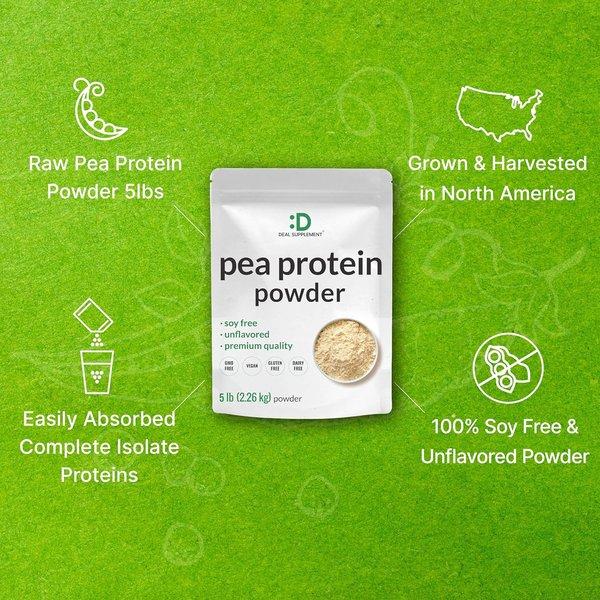 Unflavored Pea Protein Isolate Powder with 27g Vegan Protein Per Serving, Easily Digestible for Shakes, Smoothies & Baking (5lb)