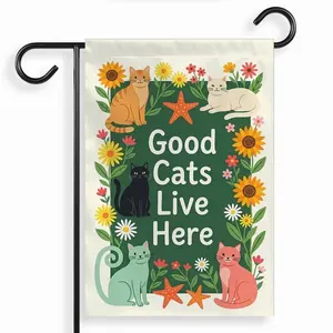 Good Cats Live Here Garden Flag, Cat Lover Welcome Yard Flag, Cute Pet Outdoor Porch Lawn Decor