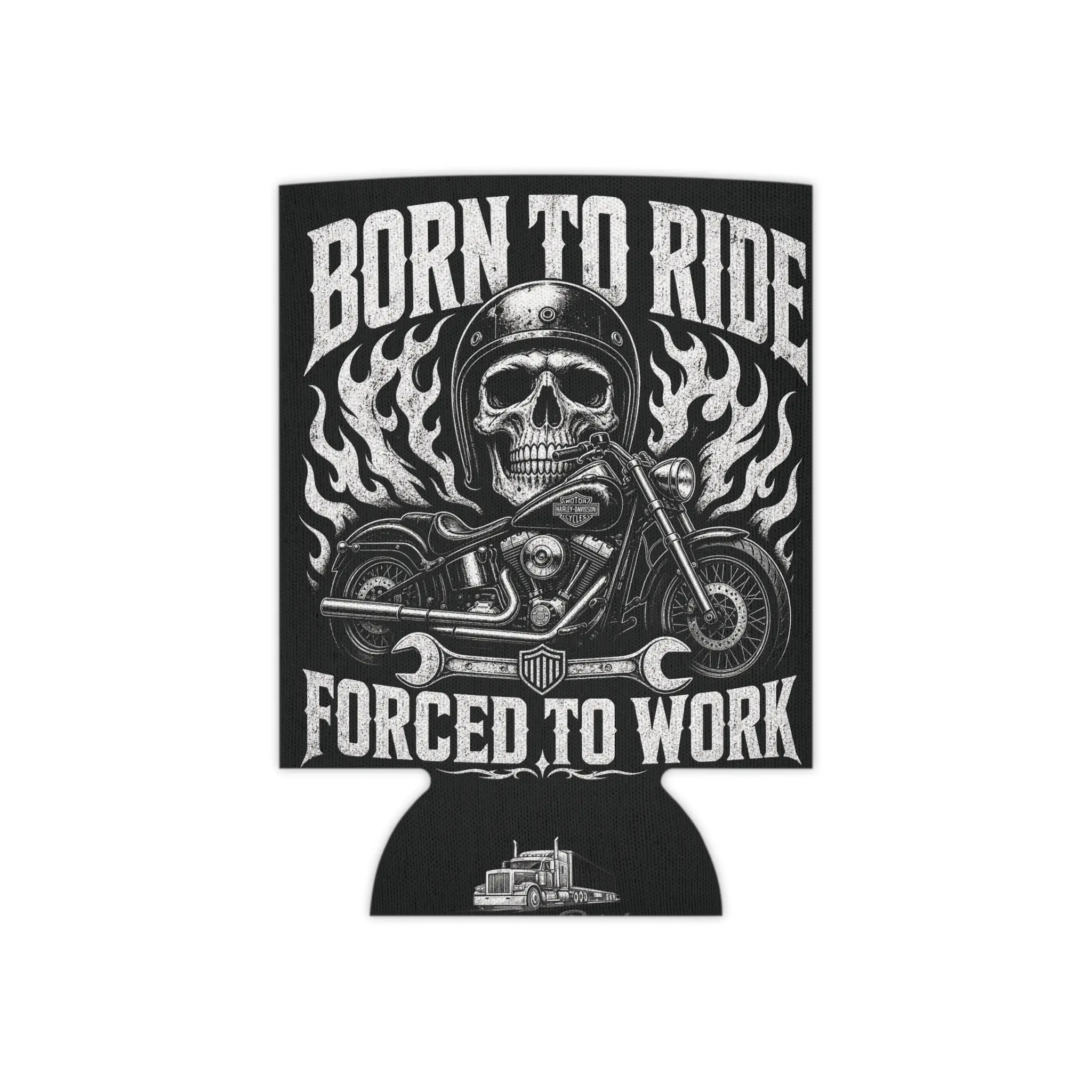 Vintage Motorcycle Edge Print Reusable Can Cooler Koozie - Polyester+Foam, Sturdy, Lightweight, Stable, Non-Slip Grip, Slip-On Shape, 2 Sizes, Regular Can Compatible, Center Console Fit Drinkware Accessory for Adults