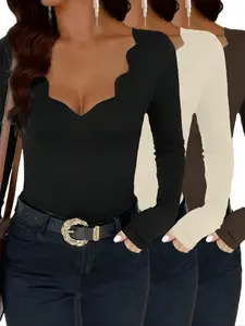 Women's Fall Winter Knitted V-Neck Long Sleeve Jumpsuit Set, Elegant Pleated Collar, Casual Layered Wear, Three-Piece