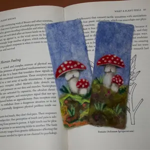 Hand Needle Felted Whimsical Mushroom Wool Bookmark