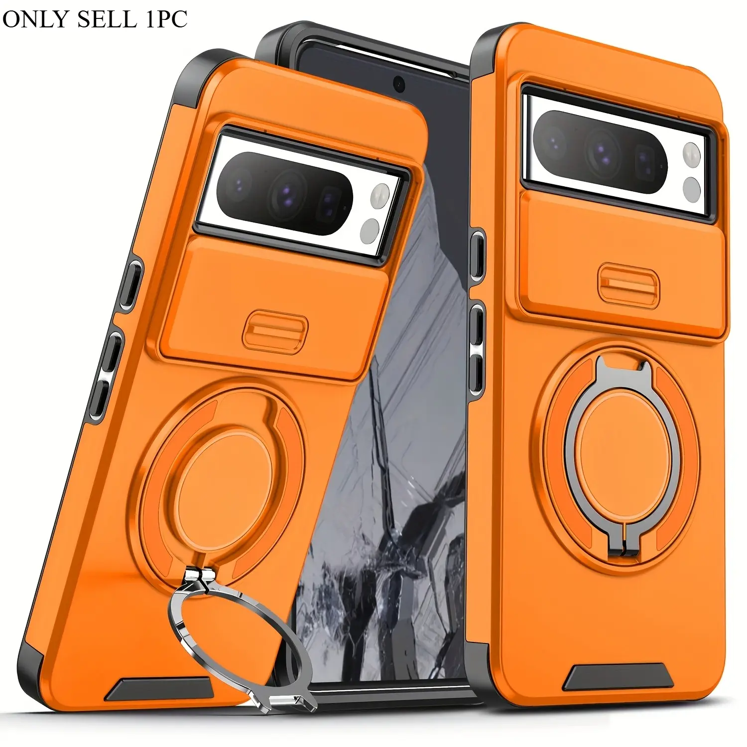 Suitable for Google Pixel 10 9Pro XL 10 9Pro 10 9A Pixel 8Pro 8A 7 Pro 7 Series, Shockproof Protective 360° Rotating Metal Multi-functional Stand Smartphone Case with Sliding Lens Cap Protection Accessories