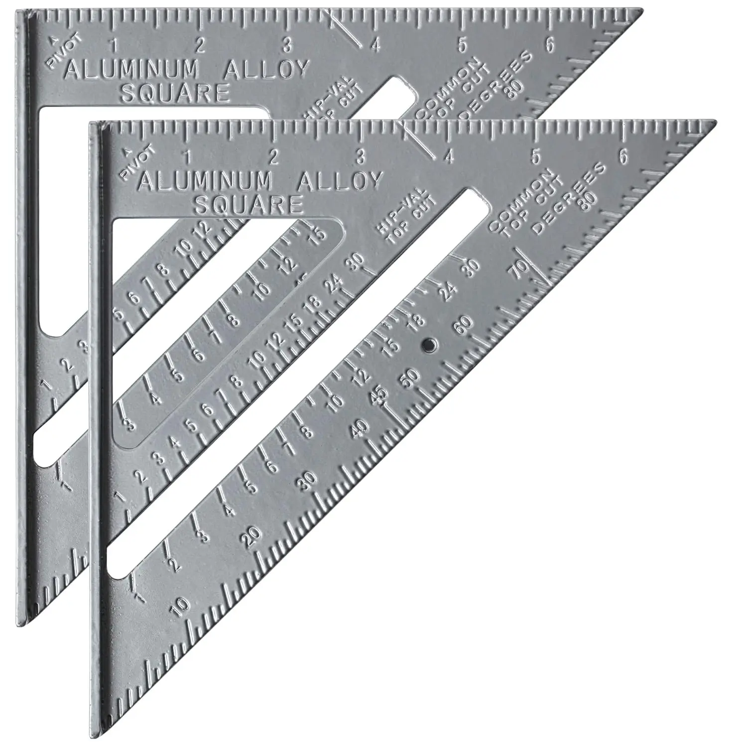 2-Pack Carter Rafter Squares - 7-Inch Aluminum Alloy Metal Squares, Precise Graduations, Weather-Resistant Carters Multi-Purpose Tool for Building, Finding Roof Pitch, Hand Measuring Tools