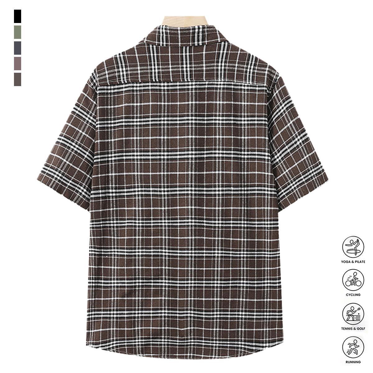 4PCS Men's Striped Casual Short Sleeve Beach Outdoor Shirt