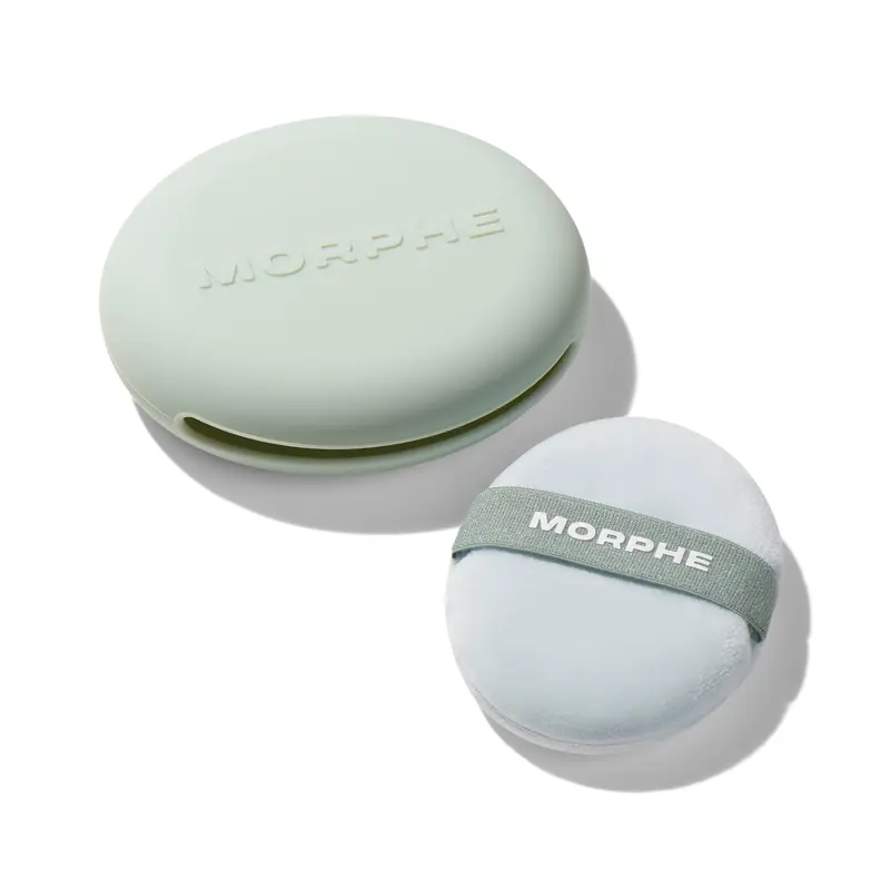 Morphe All Set Touch-Up Powder Puff - Cruelty Free Plush Puff for Allover Setting with Oval Shape and Elastic Band for Controlled Hold