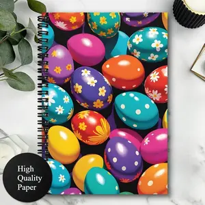 1 pc A5 inch Easter-themed notebook, decorated with colorful Easter eggs, perfect for journaling, daily use, school supplies, or note-taking, with assorted colored pages
